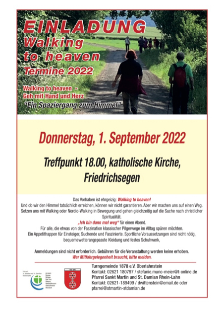 Walking to heaven - Geh mit Herz und Hand - wieder im September 2022